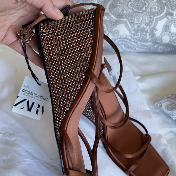 Zara limited edition rhinestones platform heeled sandal - Picture 8 of 9